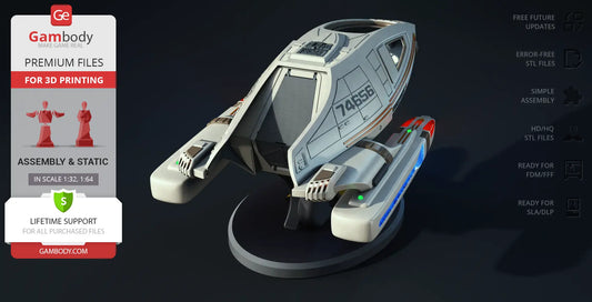 Type-9 Shuttlecraft STL Files for 3D Printing | Assembly Model