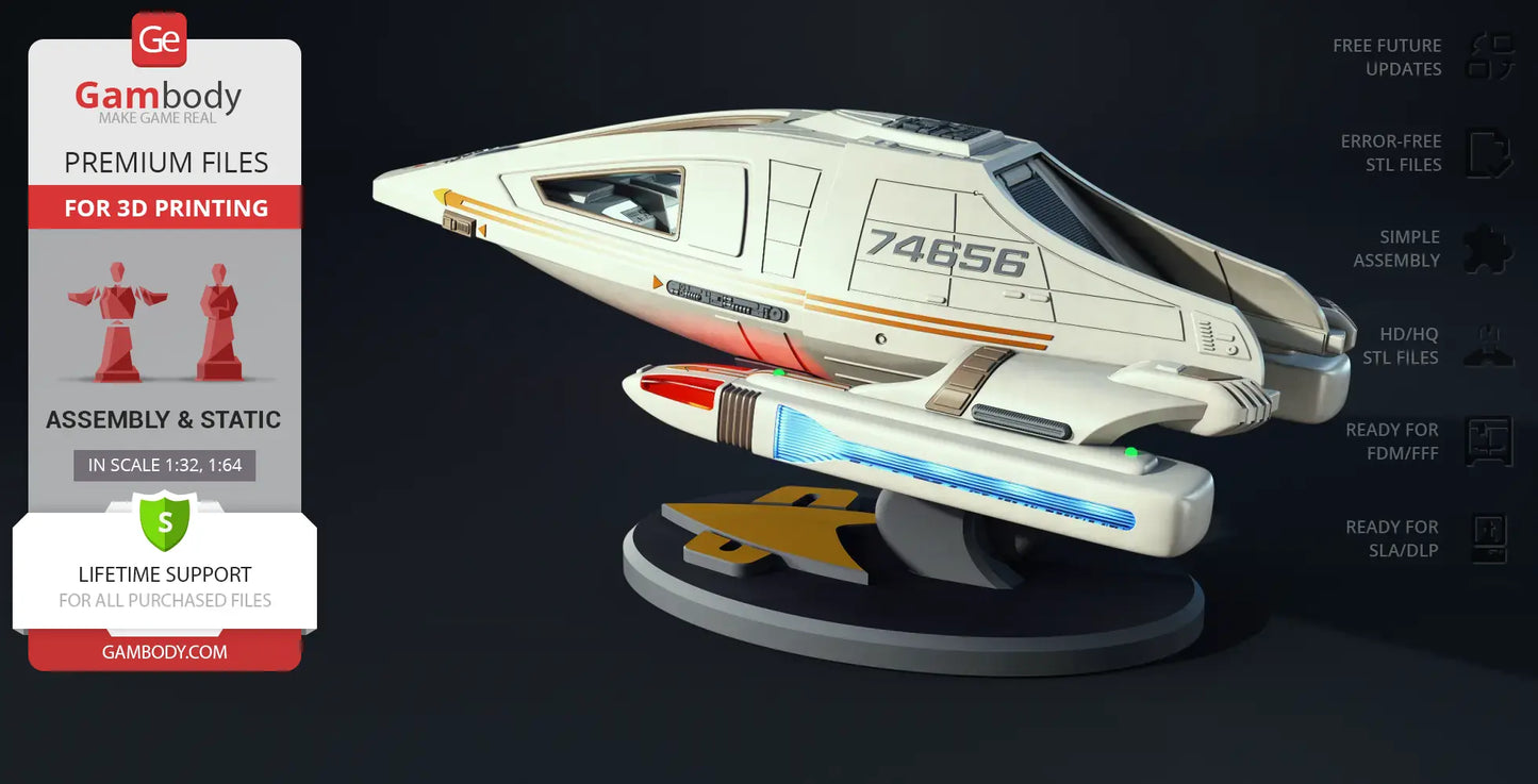 Type-9 Shuttlecraft STL Files for 3D Printing | Assembly Model