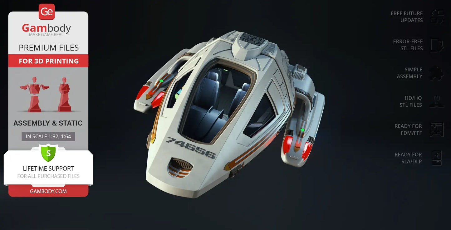 Type-9 Shuttlecraft STL Files for 3D Printing | Assembly Model