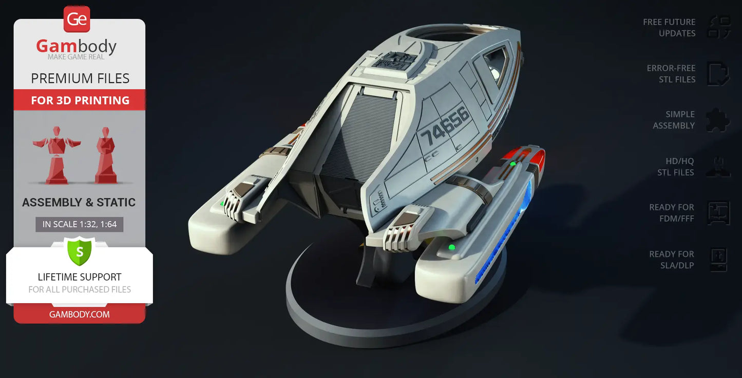 Type-9 Shuttlecraft STL Files for 3D Printing | Assembly Model