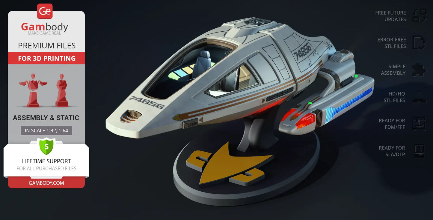 Type-9 Shuttlecraft STL Files for 3D Printing | Assembly Model